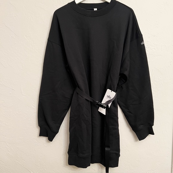 Alo Yoga Cityscape Sweatshirt Dress Black Size Large NWT - Picture 5 of 10